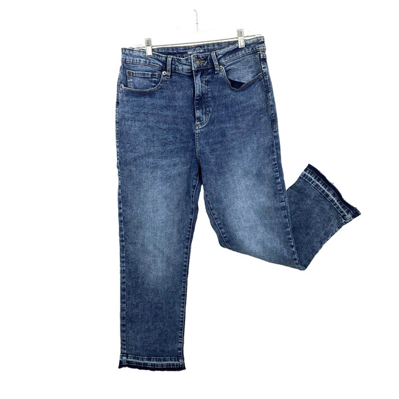 INC International Concepts Crop Release Hem Jeans size 10 Dark Rinse Denim - Picture 1 of 11
